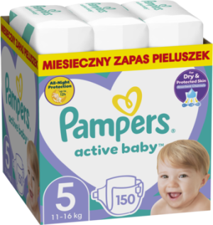 PAMPERS Active Baby pieluchy 11 16kg rozmiar 5 150 szt